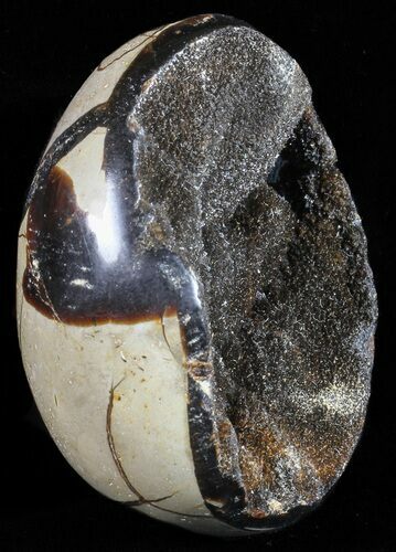 Septarian Dragon Egg Geode - Black Crystals #58795